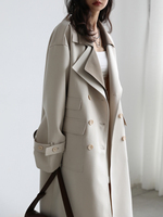 CHIC VEN Women Trench Solid Loose Contrast Double Collar Double Breasted Long Women's Windbreaker Coat Office Lady Spring 2022 4